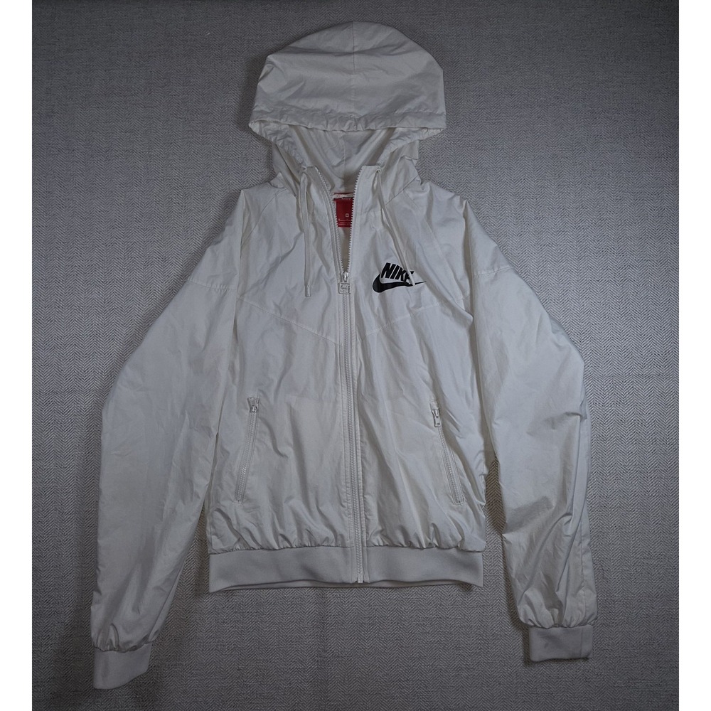 NIKE Windrunner White Track Jacket Wind Breaker Coat Running Training Womens Med